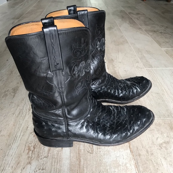 Lucchese Men's Full-Quill Ostrich Roper Boots - Picture 8 of 15